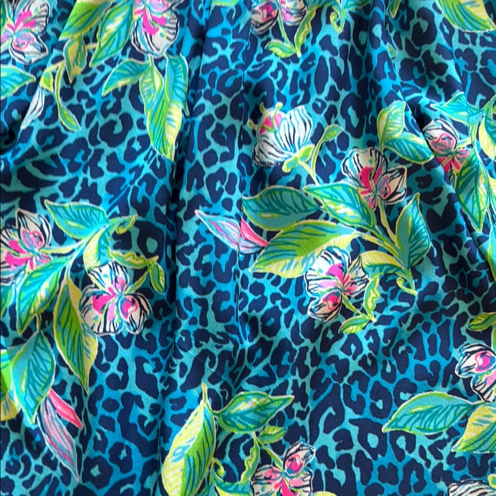 Lilly Pulitzer Formentera Turquoise Hot on the Spot Blue Silk Blouse Top - Picture 10 of 11